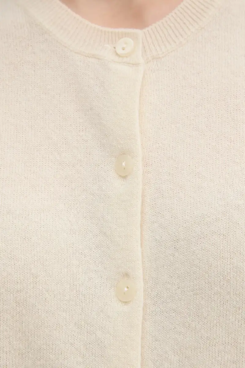 cardigan in lana colore beige miniatura 5