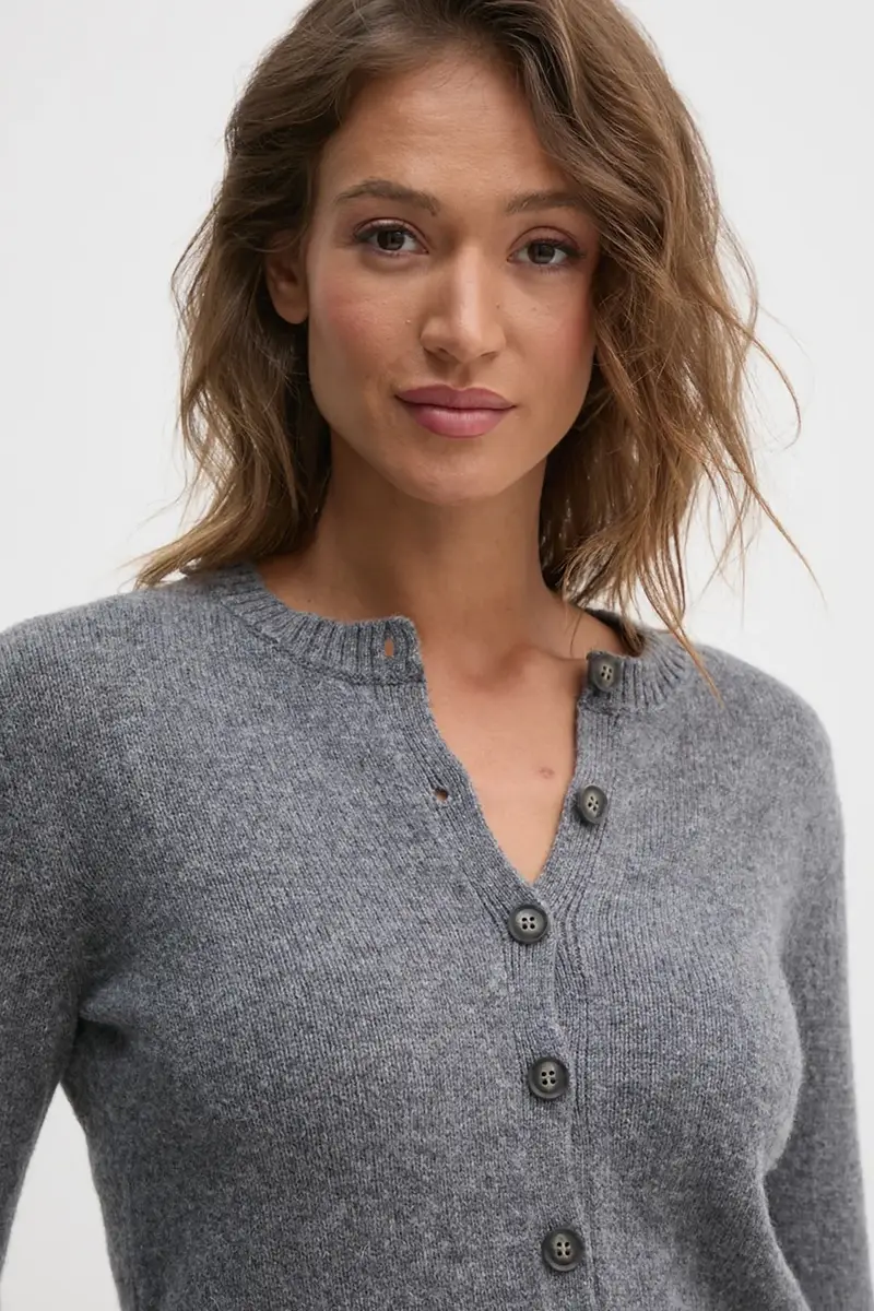 cardigan in lana colore grigio 103ME500L miniatura 4