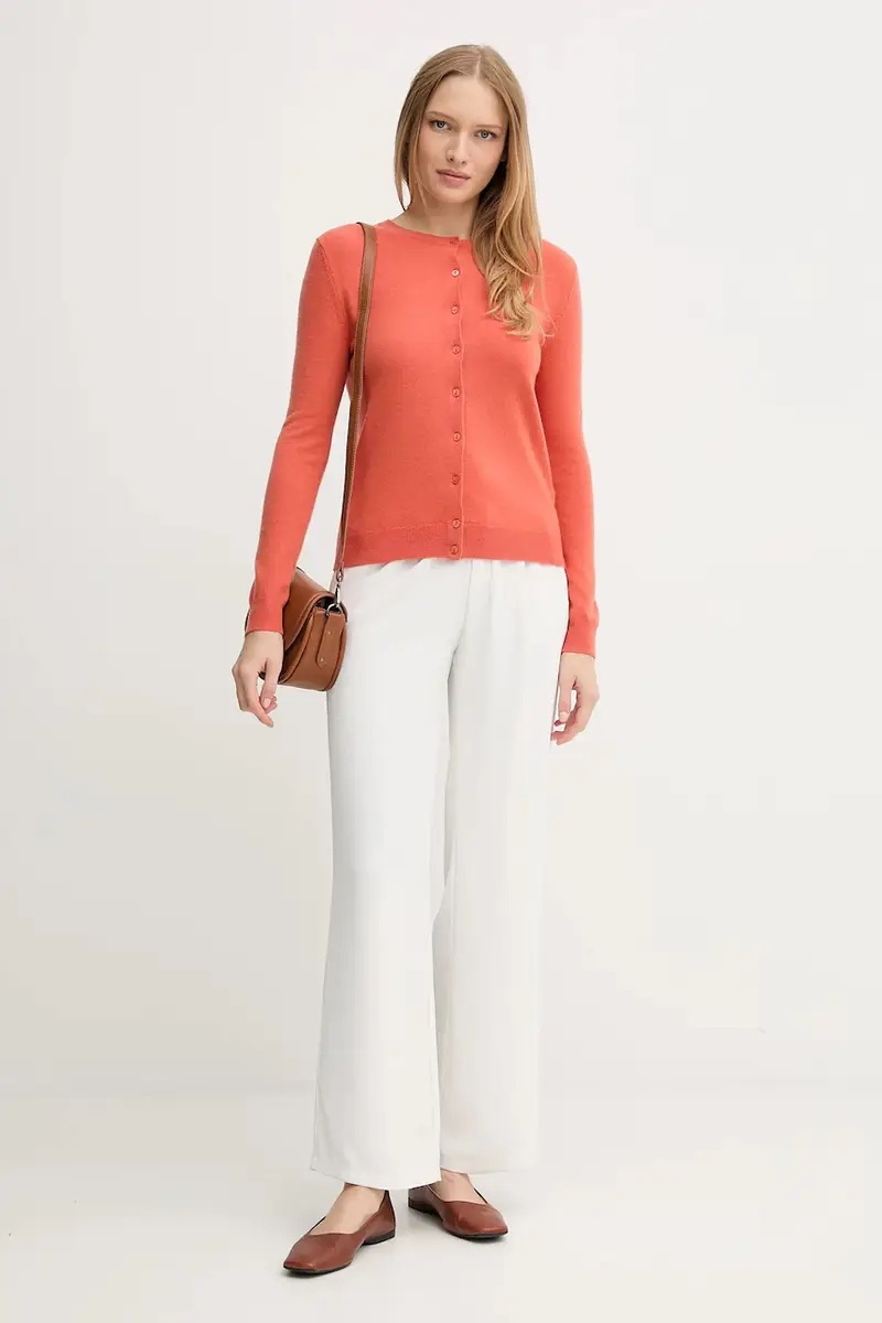 cardigan in lana colore verde Arancione miniatura 2