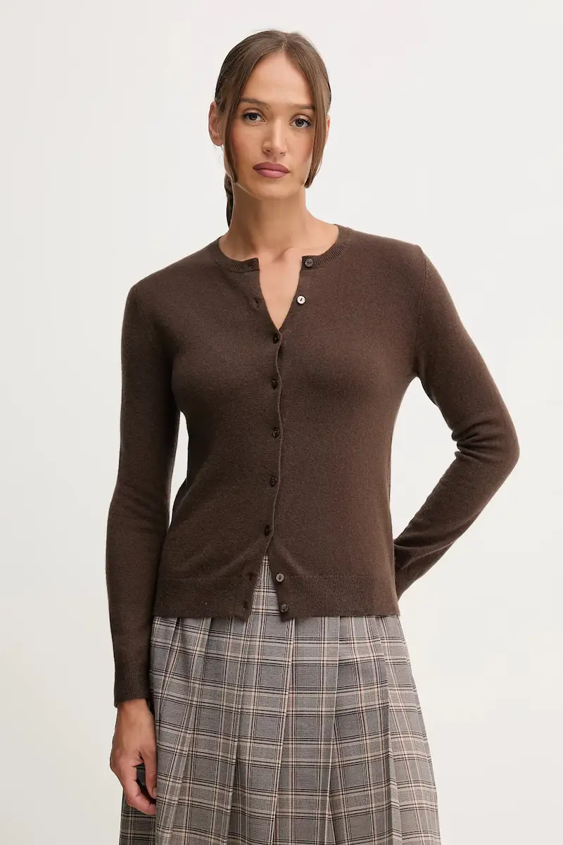 cardigan in lana colore verde Marrone