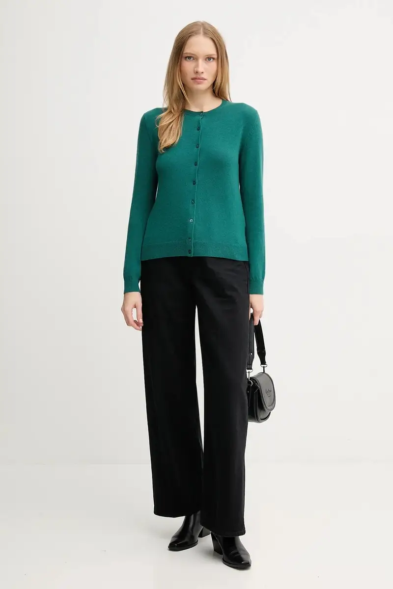 cardigan in lana colore verde Turchese miniatura 2