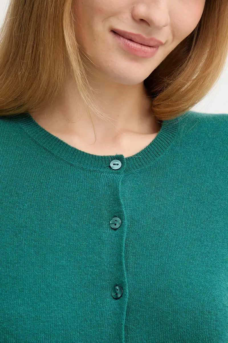 cardigan in lana colore verde Turchese miniatura 5