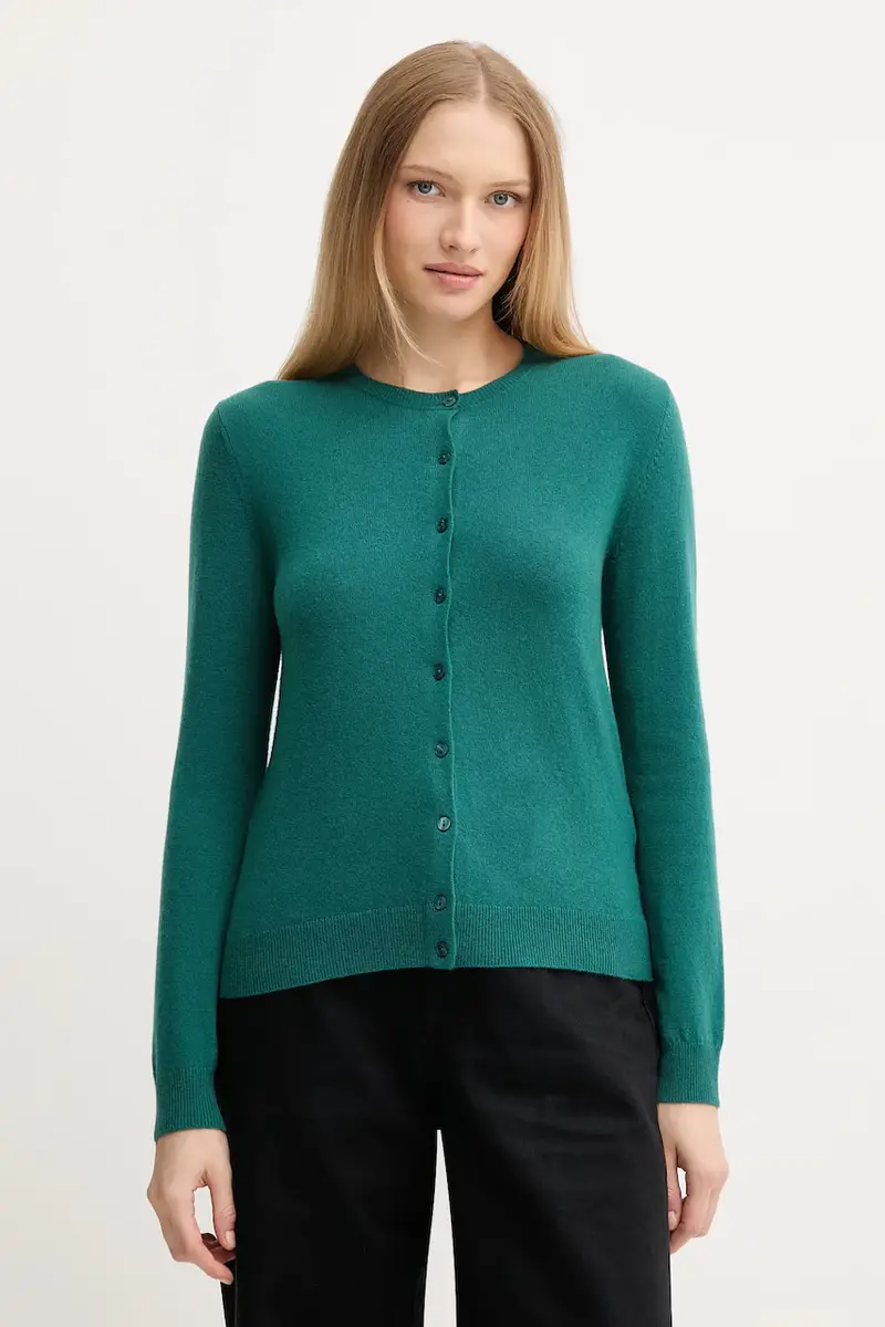 cardigan in lana colore verde Turchese