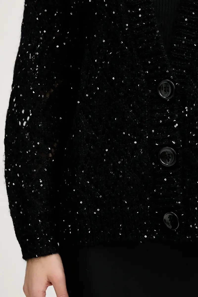 United Colors of Benetton Cardigan Nero 4150535 miniatura 5