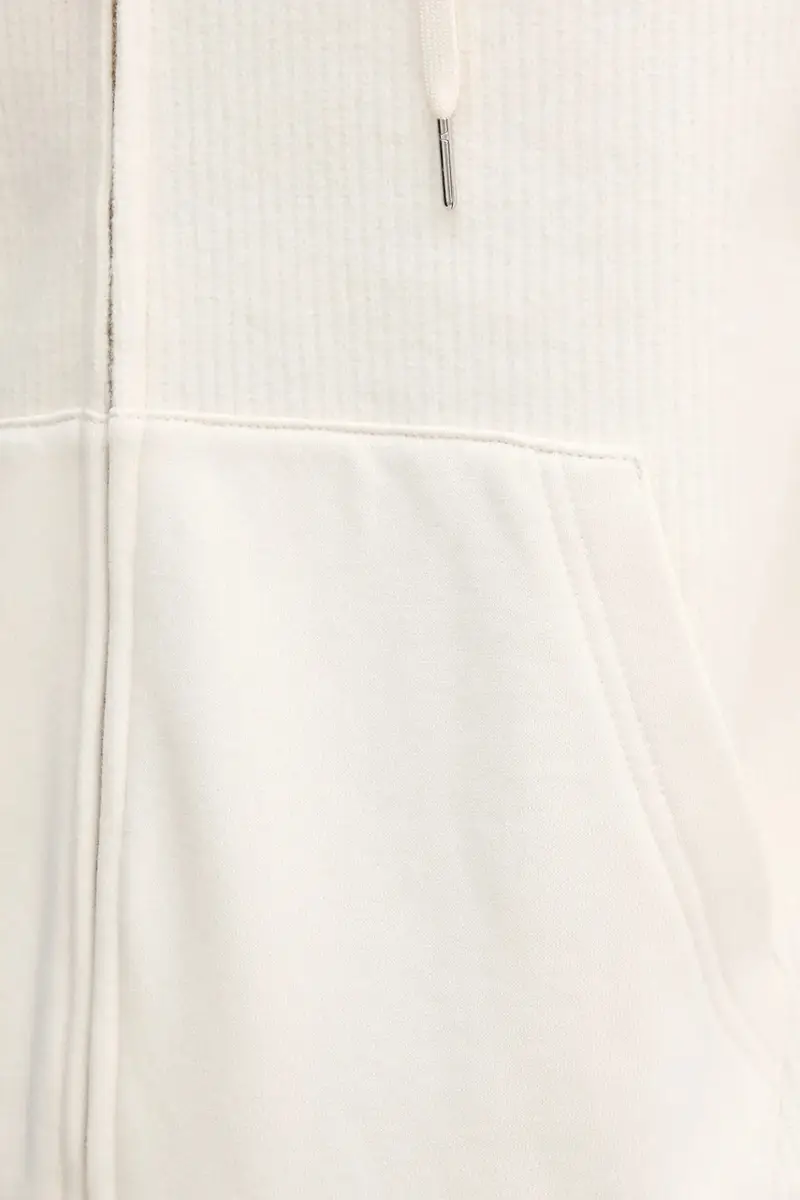 felpa con lana colore beige con cappuccio 3ORNU500S miniatura 5