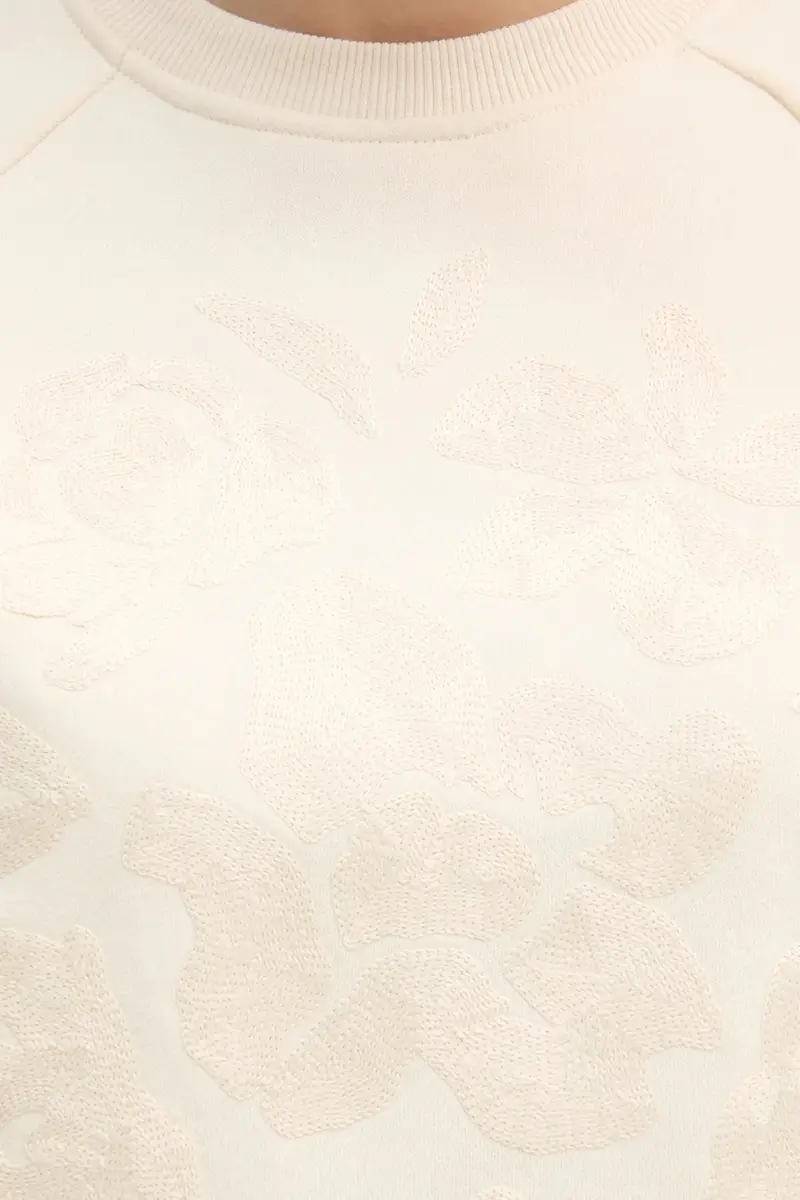 felpa donna colore beige con applicazione 3MTZD10B6 miniatura 5