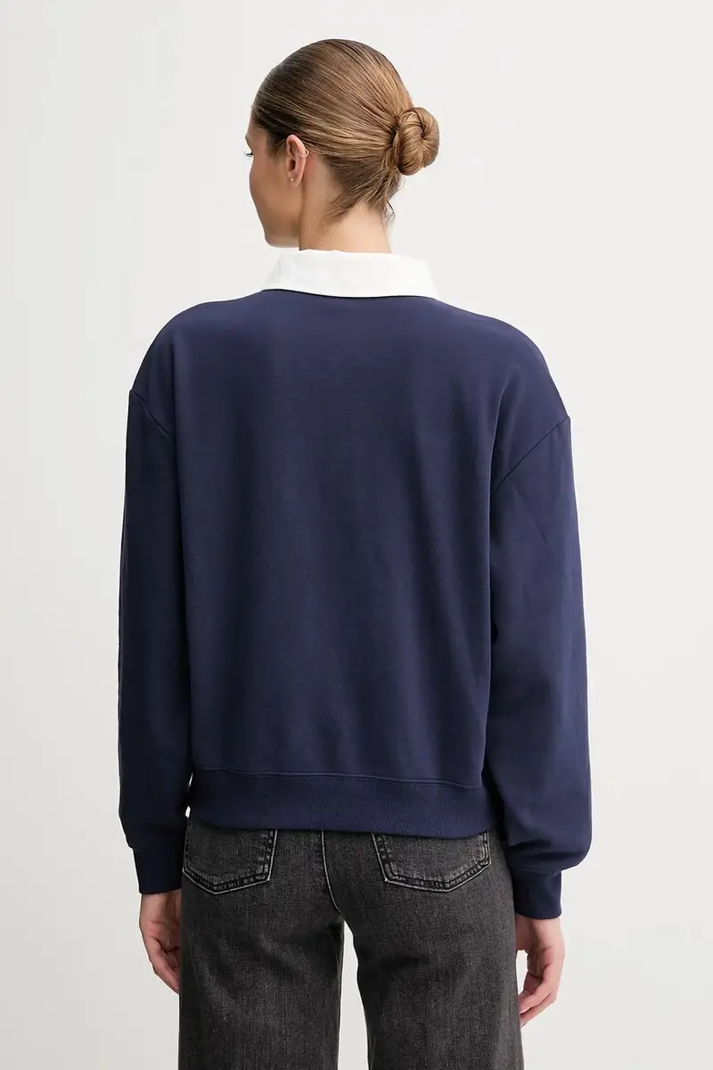 felpa donna colore blu navy con applicazione 3WNWD3011 miniatura 3