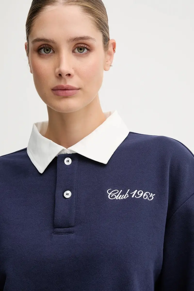 felpa donna colore blu navy con applicazione 3WNWD3011 miniatura 4