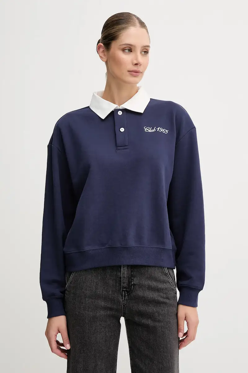 felpa donna colore blu navy con applicazione 3WNWD3011