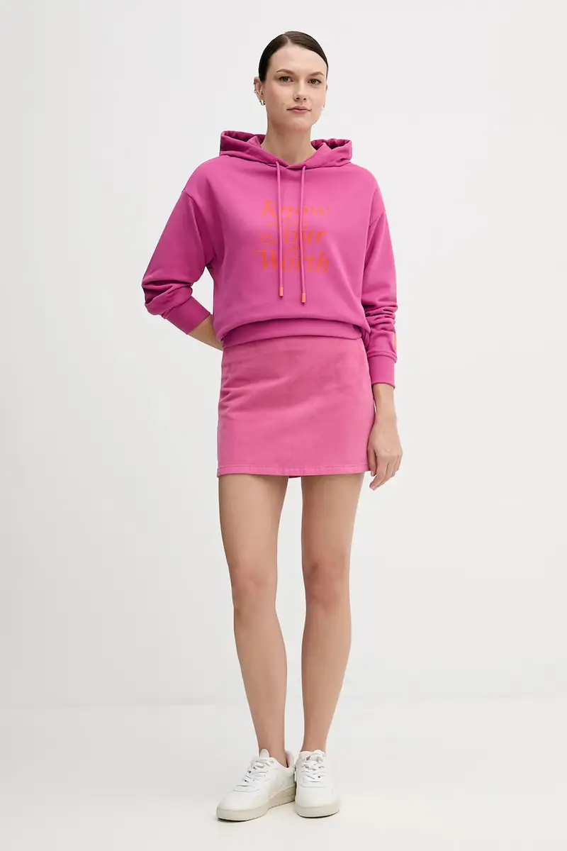 felpa donna colore rosa con cappuccio 3WNWD201C miniatura 2