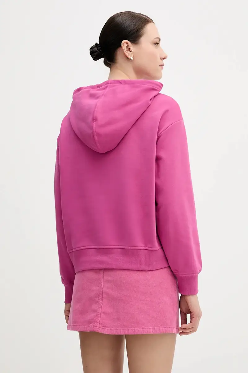 felpa donna colore rosa con cappuccio 3WNWD201C miniatura 3