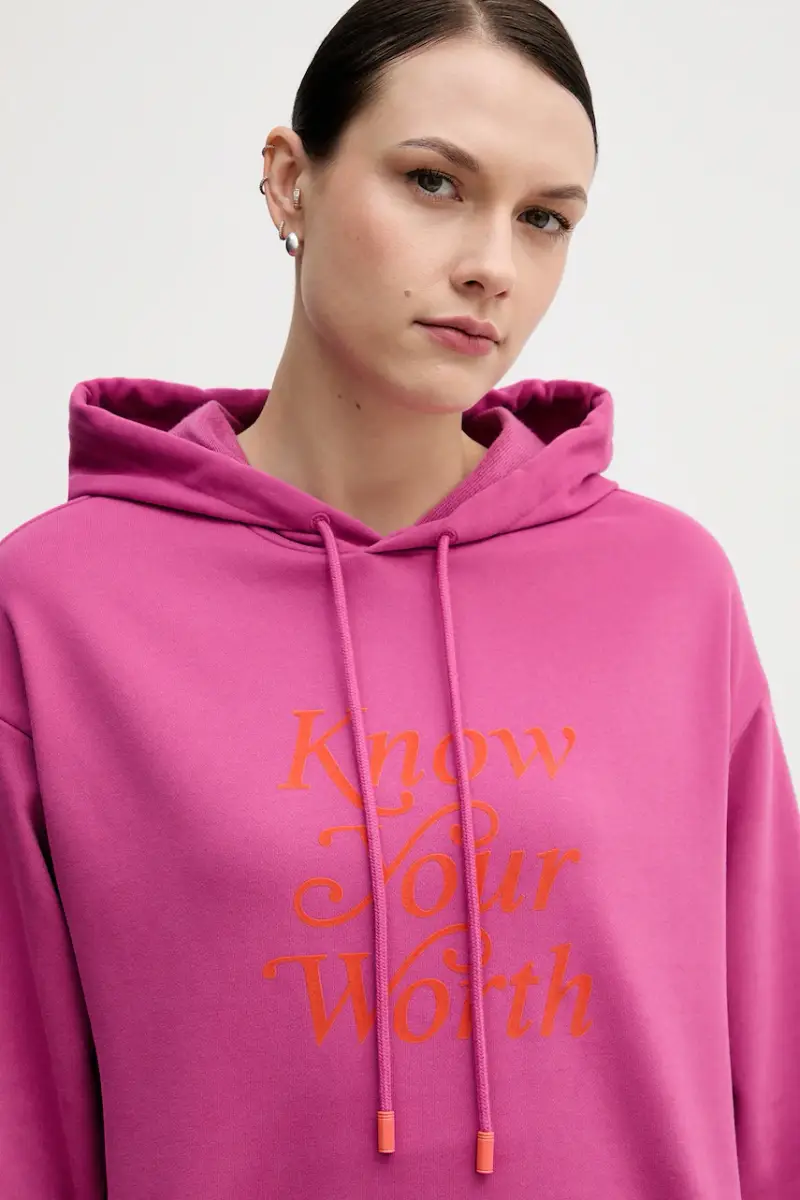 felpa donna colore rosa con cappuccio 3WNWD201C miniatura 4