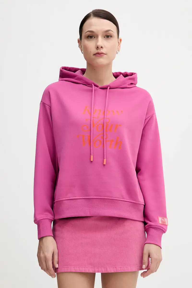 felpa donna colore rosa con cappuccio 3WNWD201C