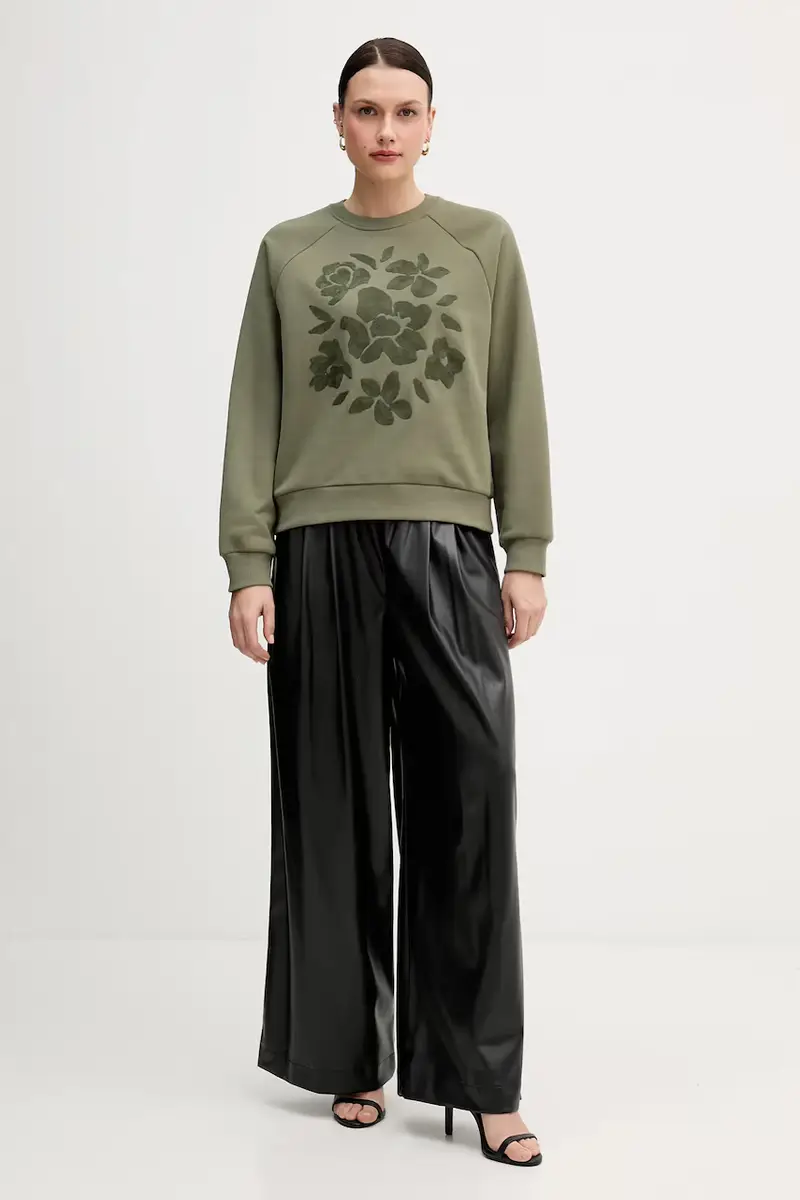 felpa donna colore verde con applicazione 3MTZD10B6 miniatura 2