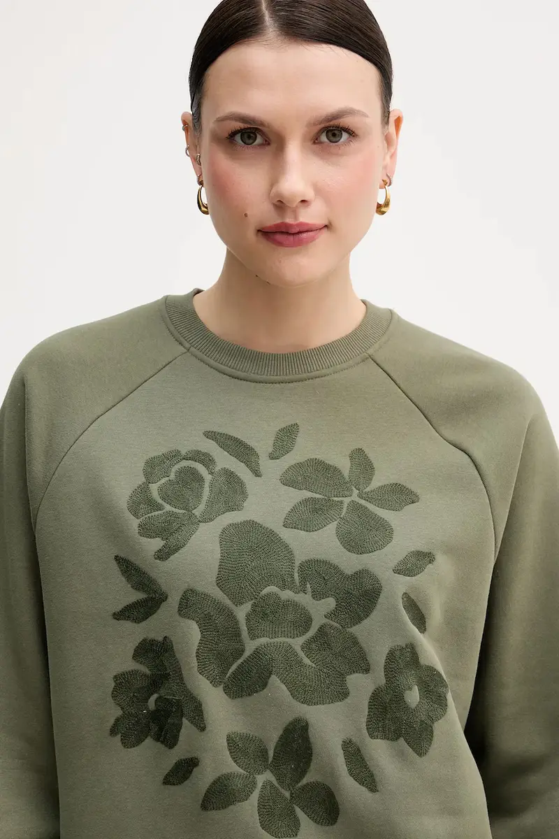 felpa donna colore verde con applicazione 3MTZD10B6 miniatura 4