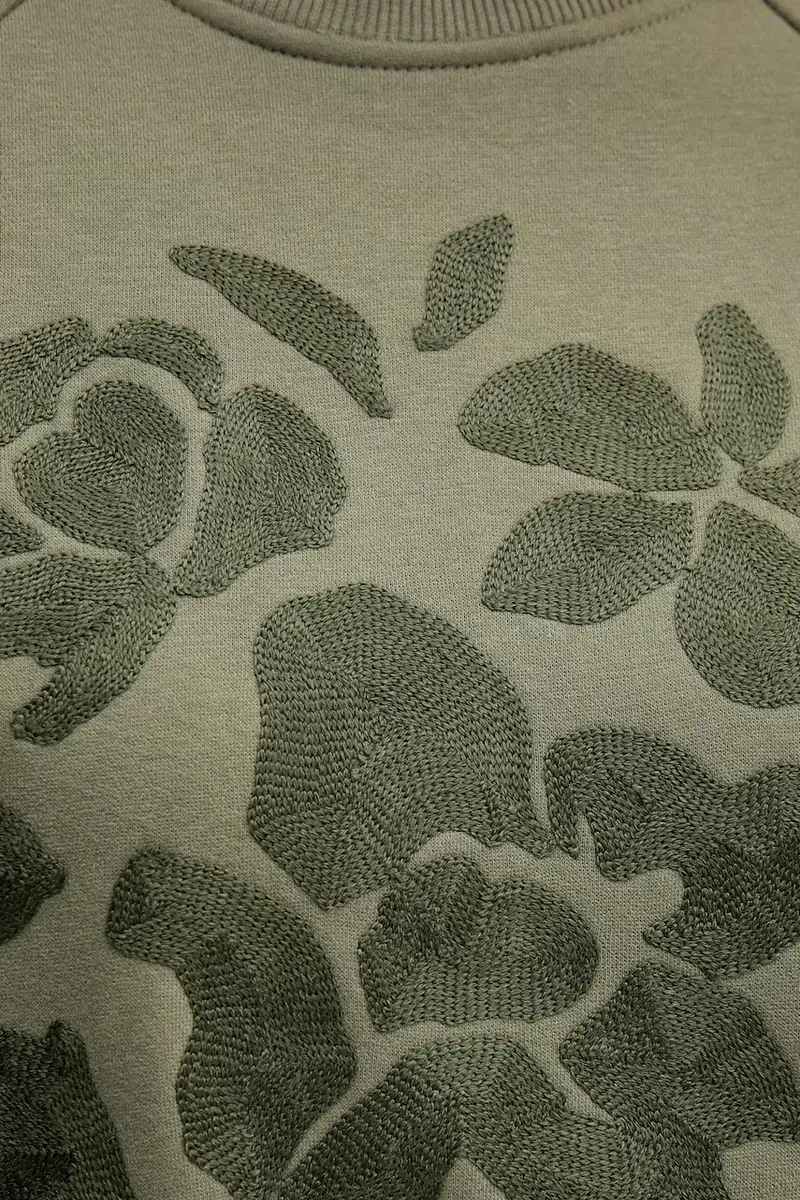 felpa donna colore verde con applicazione 3MTZD10B6 miniatura 5