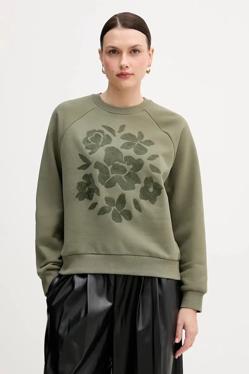 felpa donna colore verde con applicazione 3MTZD10B6