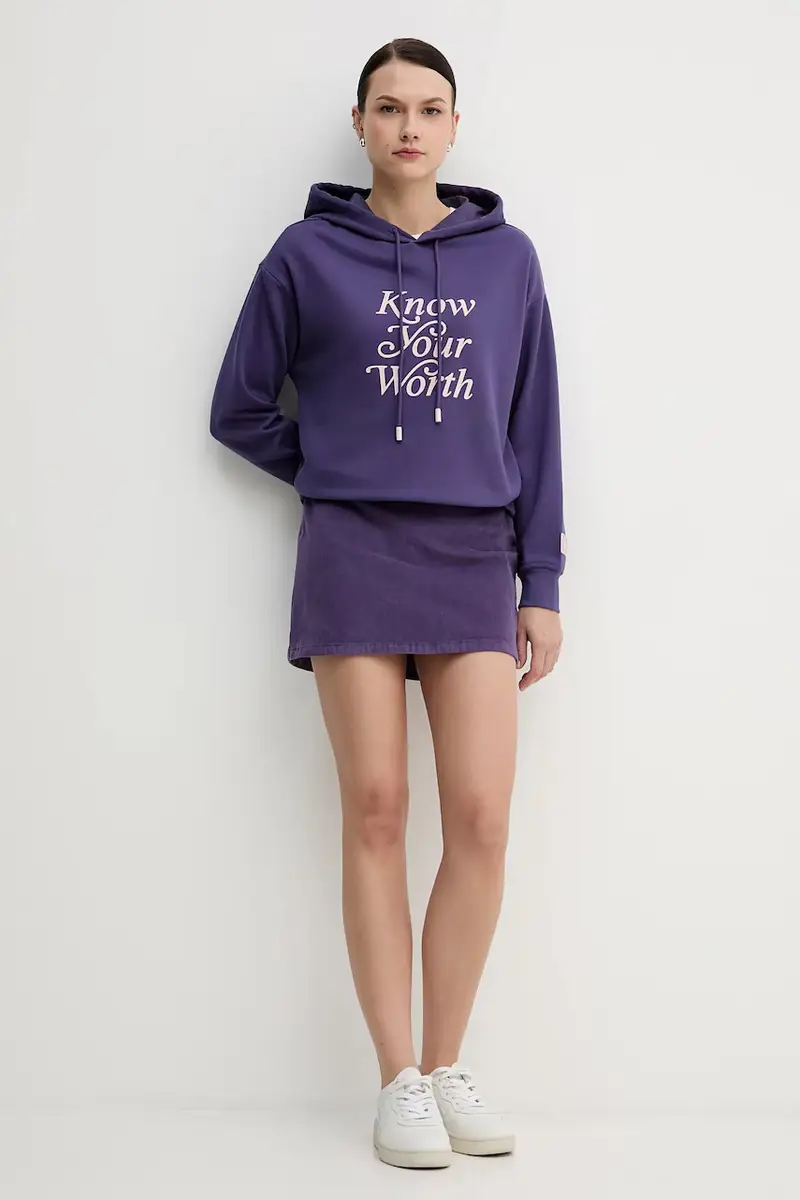 felpa donna colore violetto con cappuccio 3WNWD201C miniatura 2