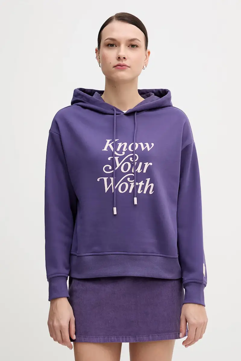 felpa donna colore violetto con cappuccio 3WNWD201C