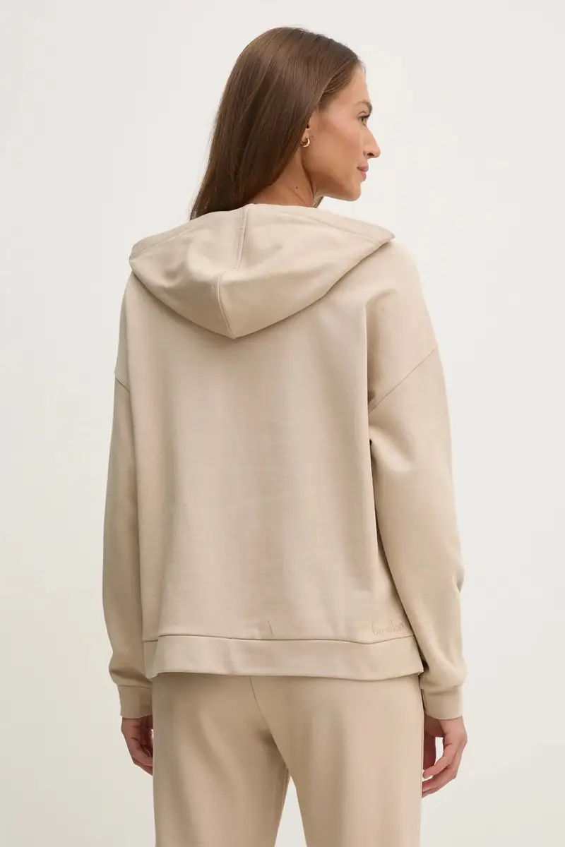 felpa in cotone donna colore beige con cappuccio 3UNID500R miniatura 3