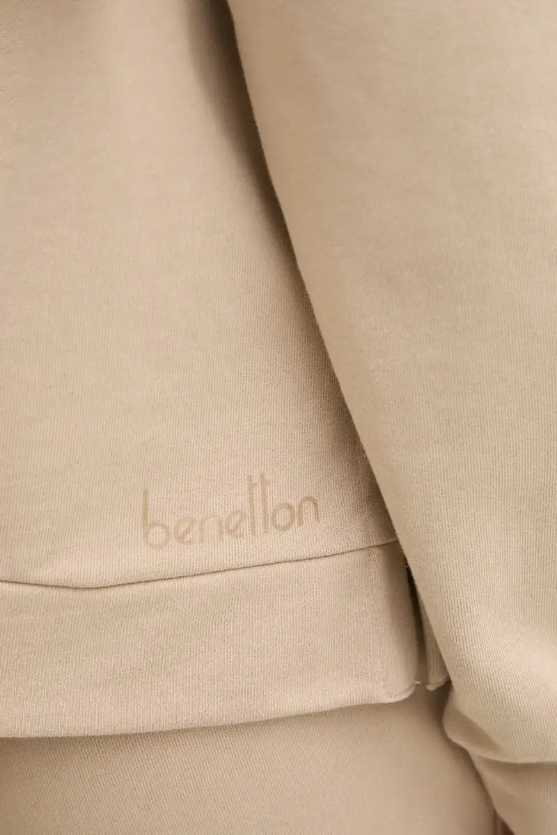 felpa in cotone donna colore beige con cappuccio 3UNID500R miniatura 5