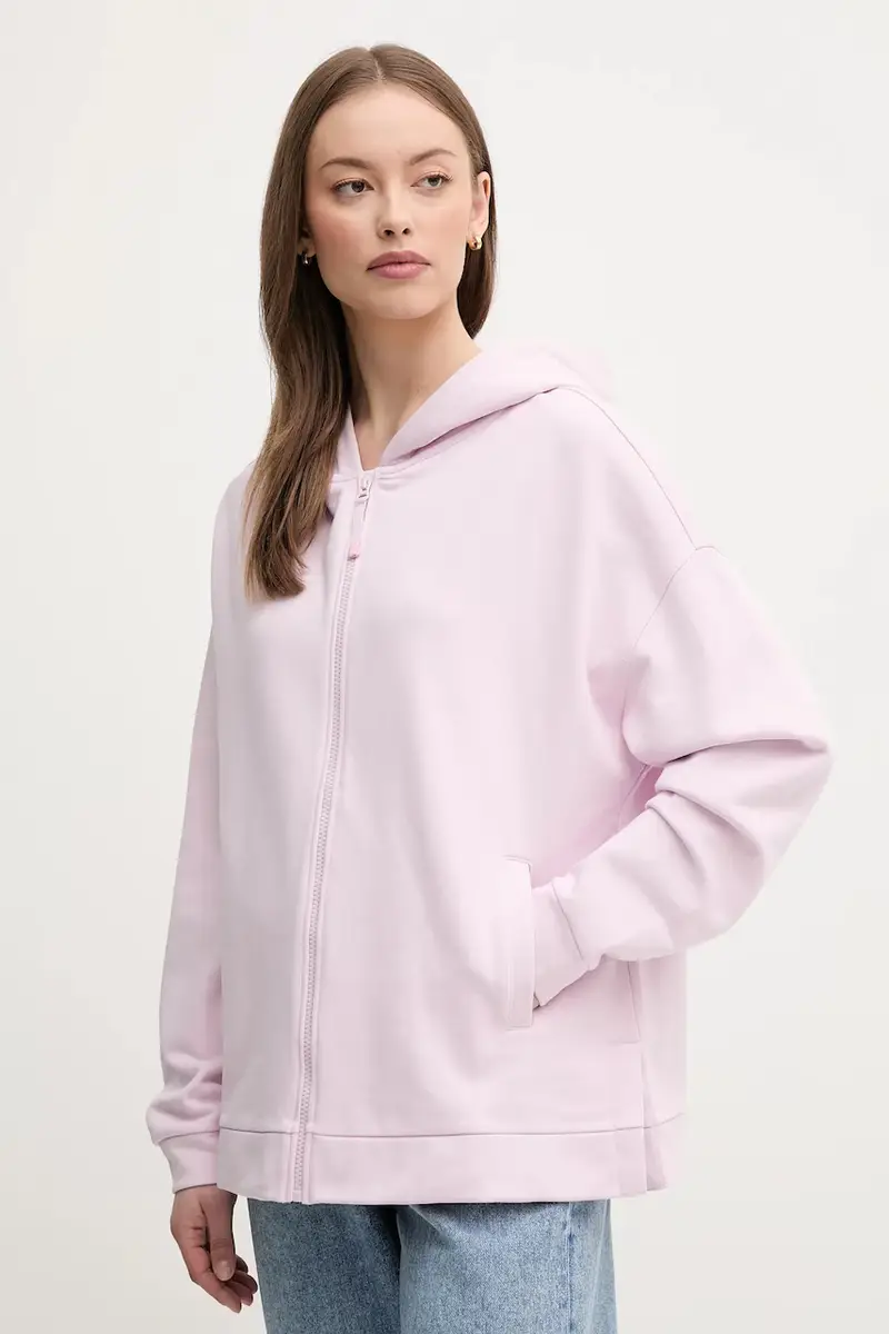 felpa in cotone donna colore rosa con cappuccio 3UNID500R