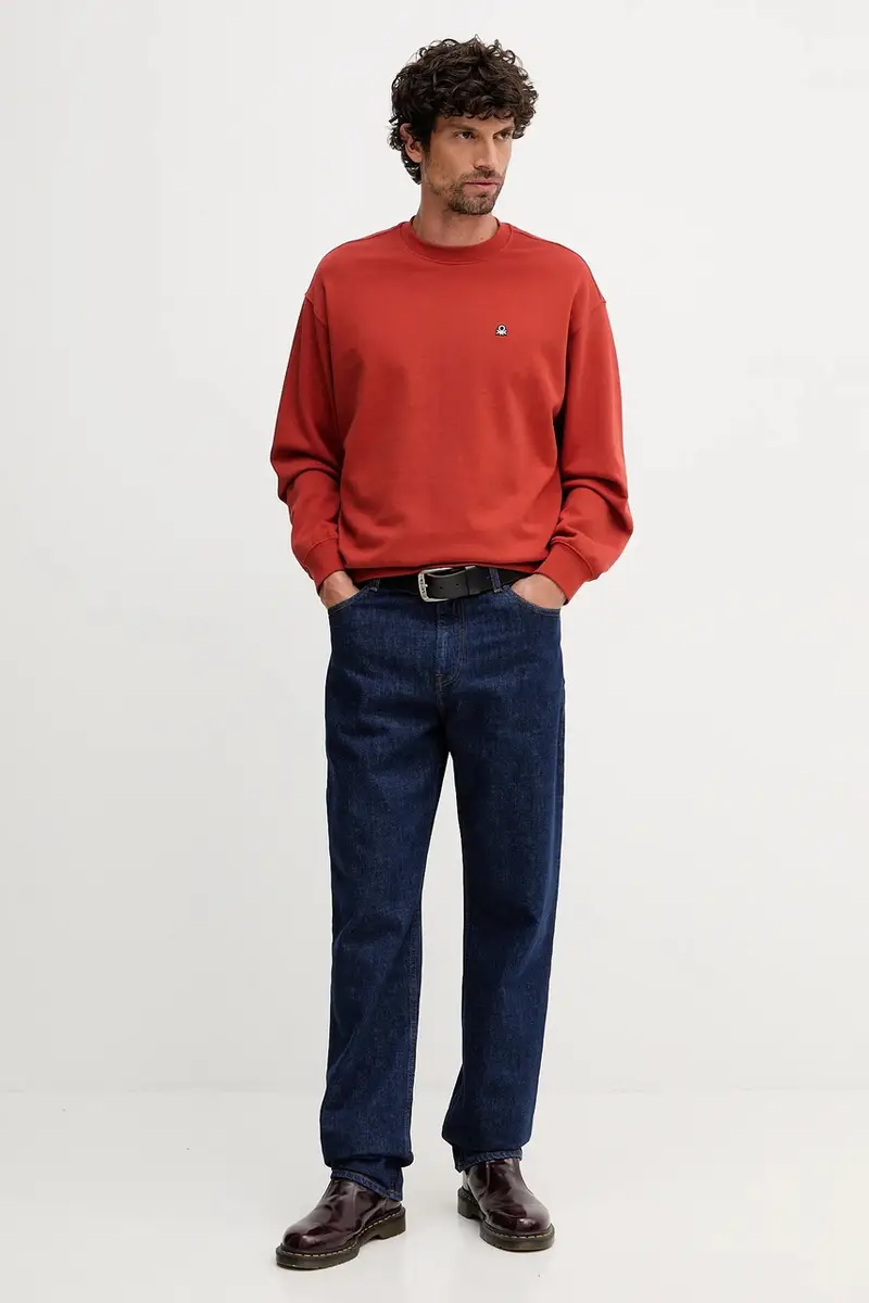 felpa in cotone uomo colore blu 342ZU1093 Arancione miniatura 2