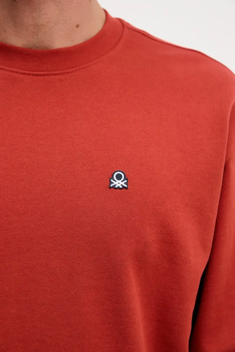 felpa in cotone uomo colore blu 342ZU1093 Arancione miniatura 5