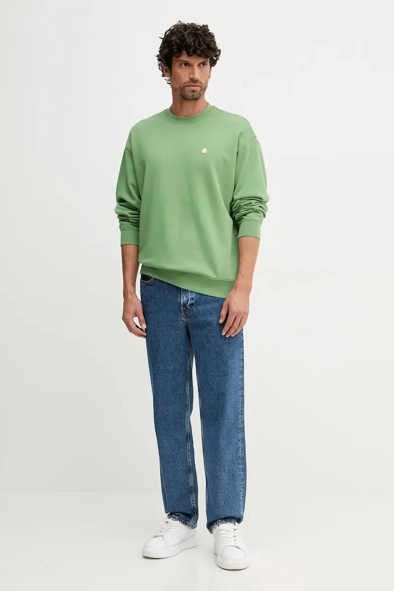 felpa in cotone uomo colore blu 342ZU1093 Verde miniatura 2