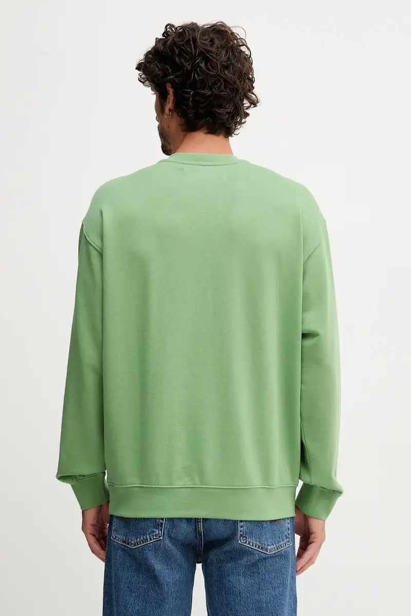 felpa in cotone uomo colore blu 342ZU1093 Verde miniatura 3