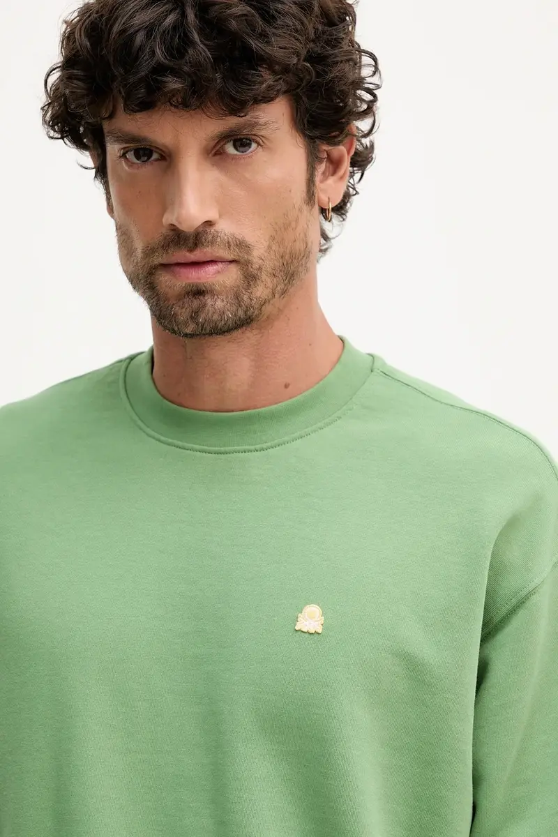 felpa in cotone uomo colore blu 342ZU1093 Verde miniatura 4