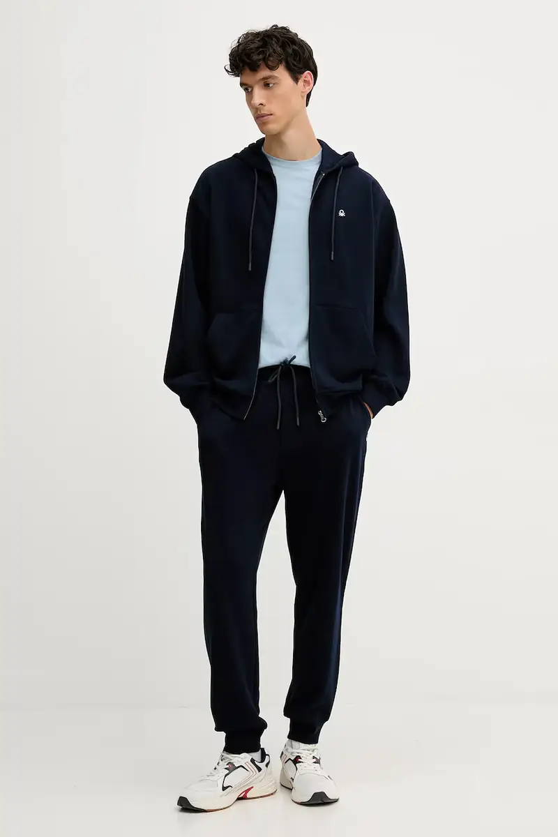 felpa in cotone uomo colore blu con cappuccio 342ZU500P Blu navy miniatura 2