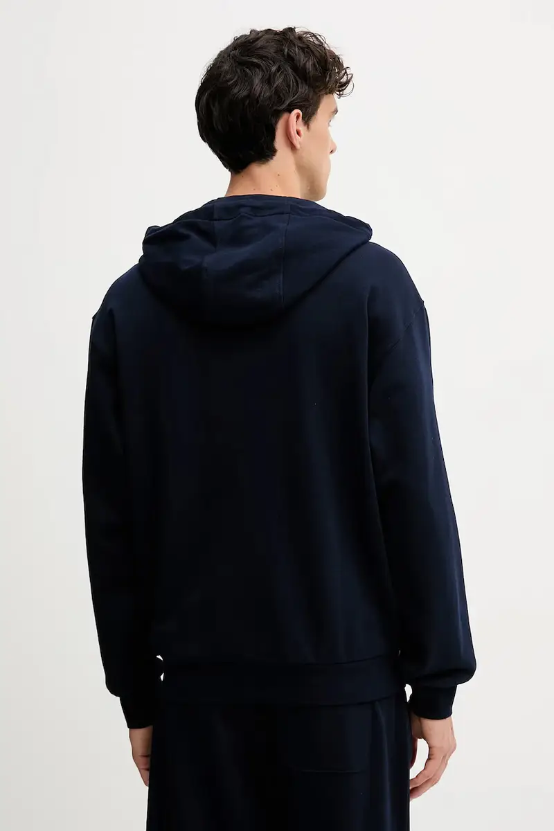 felpa in cotone uomo colore blu con cappuccio 342ZU500P Blu navy miniatura 3