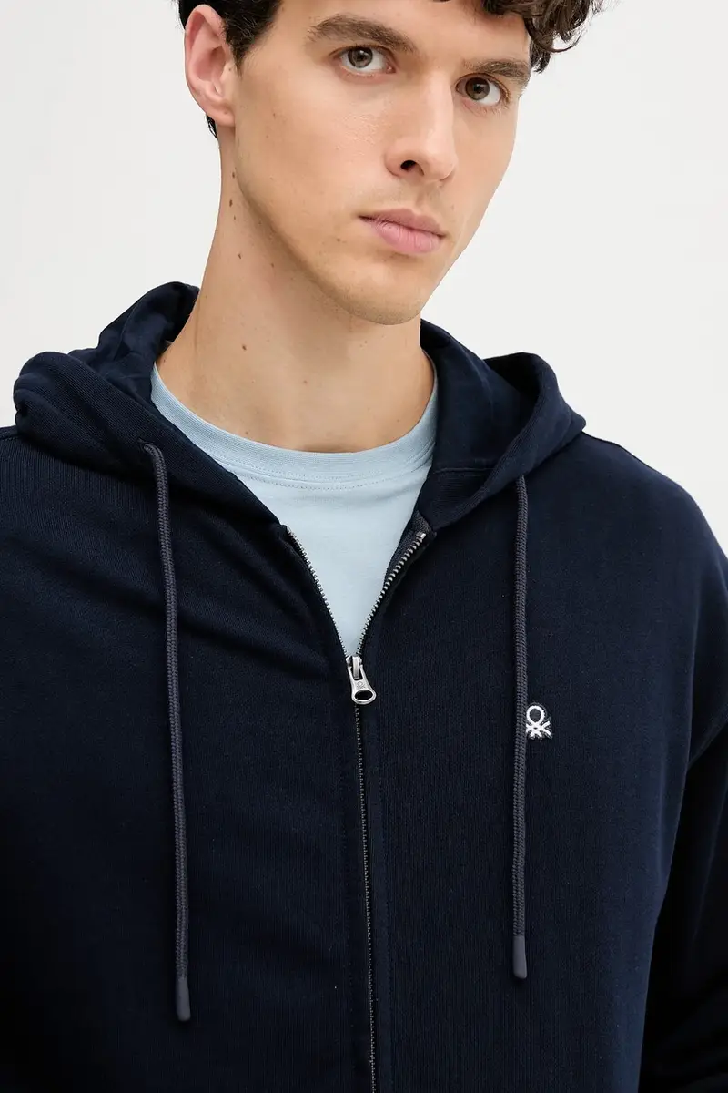 felpa in cotone uomo colore blu con cappuccio 342ZU500P Blu navy miniatura 4