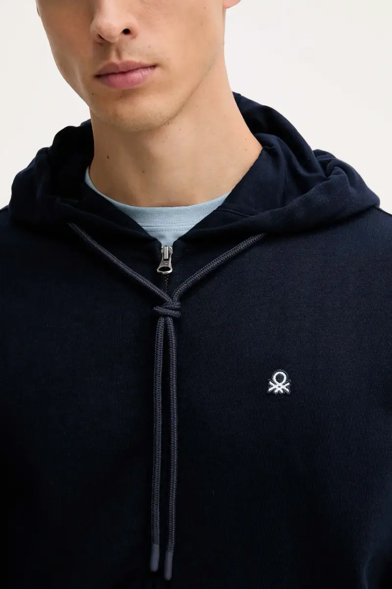 felpa in cotone uomo colore blu con cappuccio 342ZU500P Blu navy miniatura 5