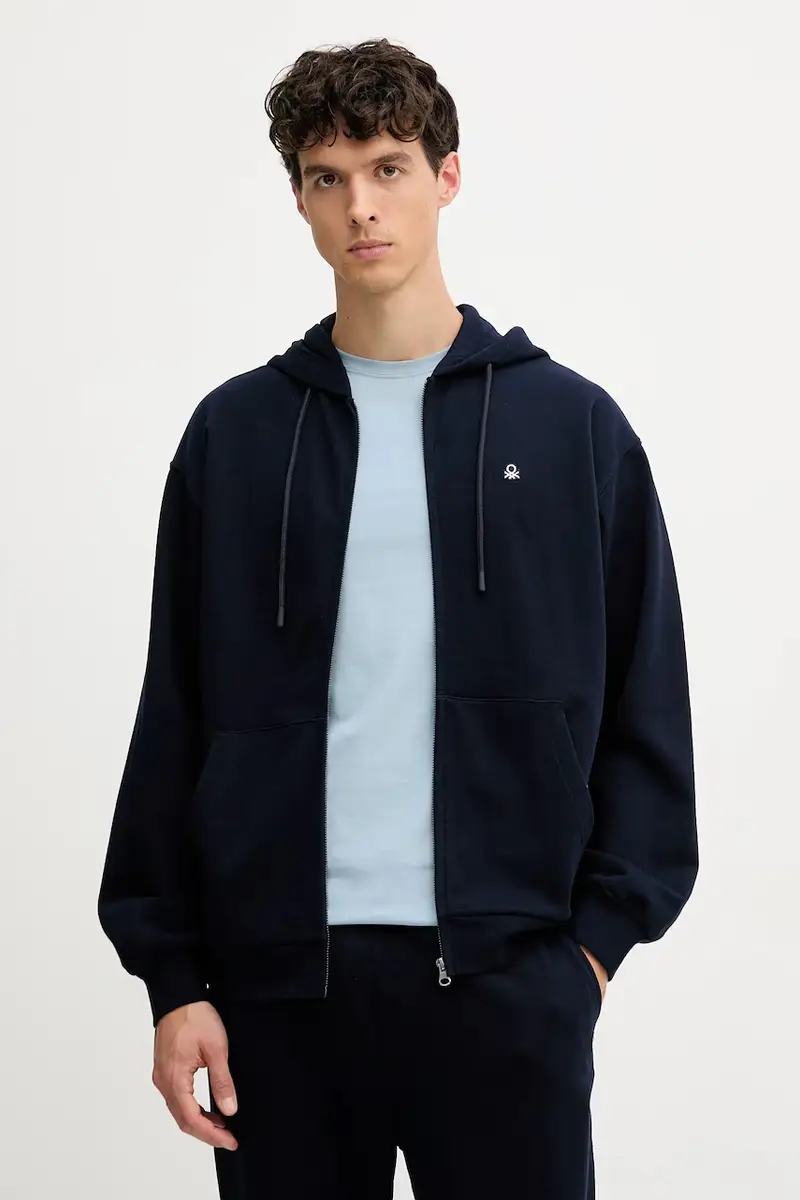 felpa in cotone uomo colore blu con cappuccio 342ZU500P Blu navy