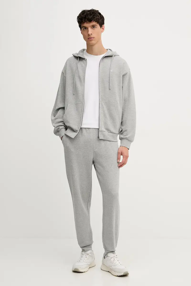 felpa in cotone uomo colore blu con cappuccio 342ZU500P Grigio miniatura 2