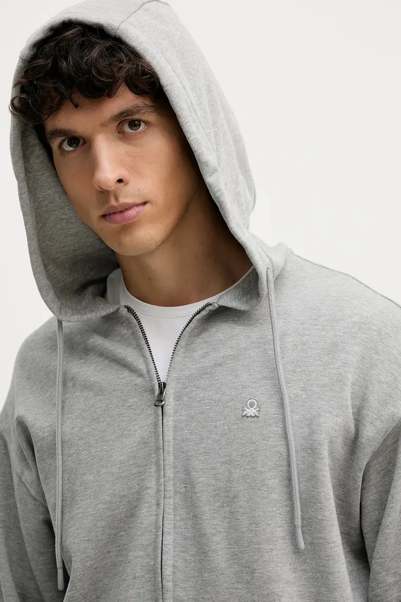 felpa in cotone uomo colore blu con cappuccio 342ZU500P Grigio miniatura 4