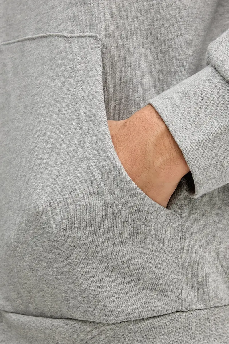 felpa in cotone uomo colore blu con cappuccio 342ZU500P Grigio miniatura 5