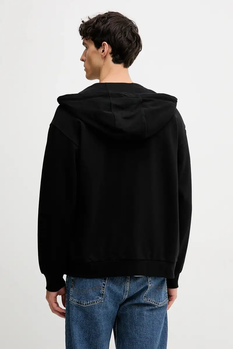 felpa in cotone uomo colore blu con cappuccio 342ZU500P Nero miniatura 3