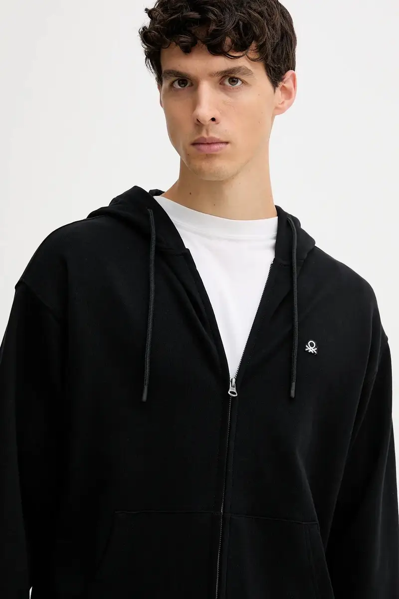 felpa in cotone uomo colore blu con cappuccio 342ZU500P Nero miniatura 4