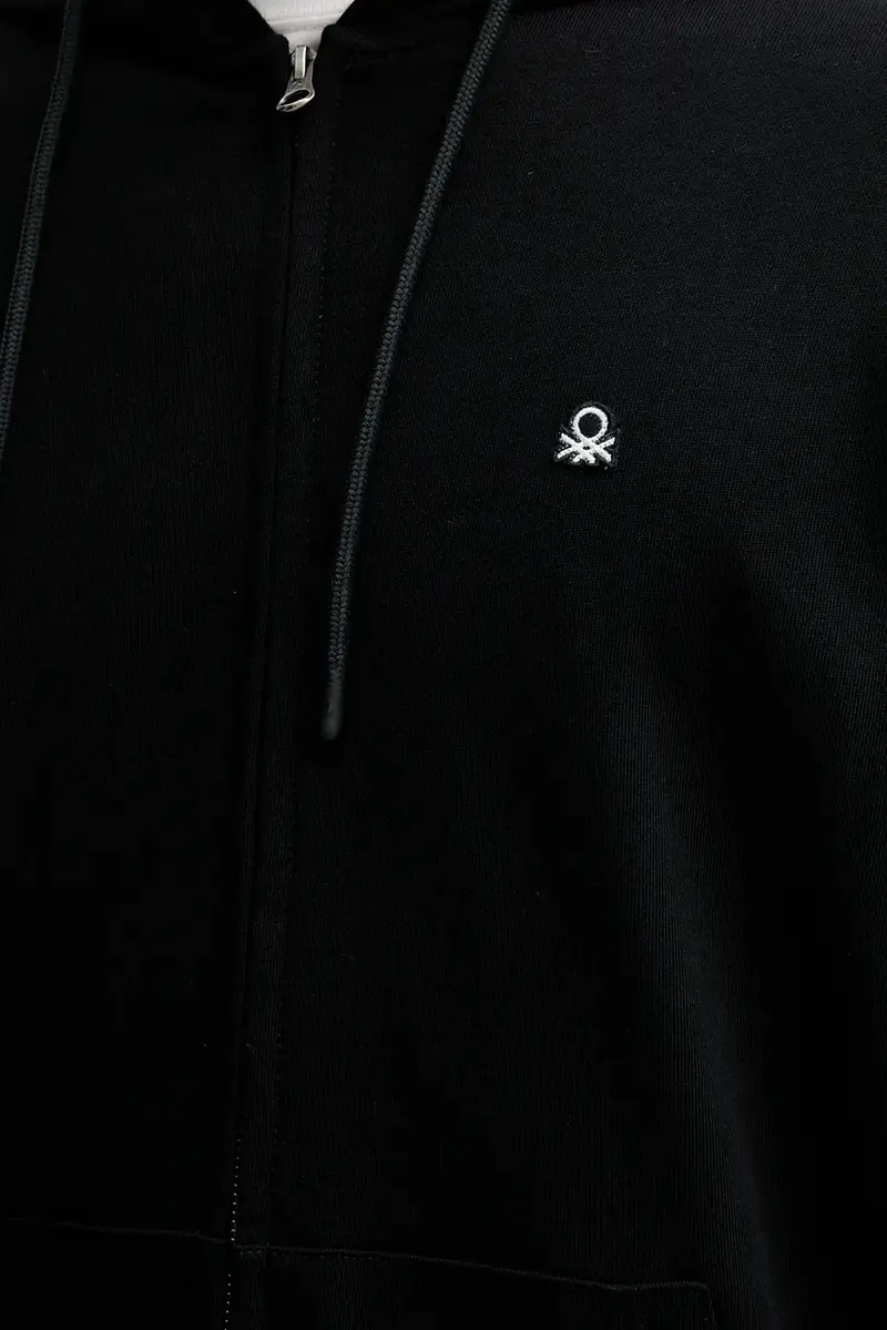 felpa in cotone uomo colore blu con cappuccio 342ZU500P Nero miniatura 5