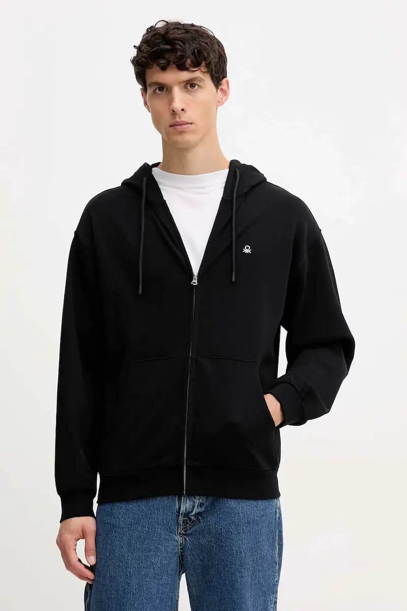 felpa in cotone uomo colore blu con cappuccio 342ZU500P Nero