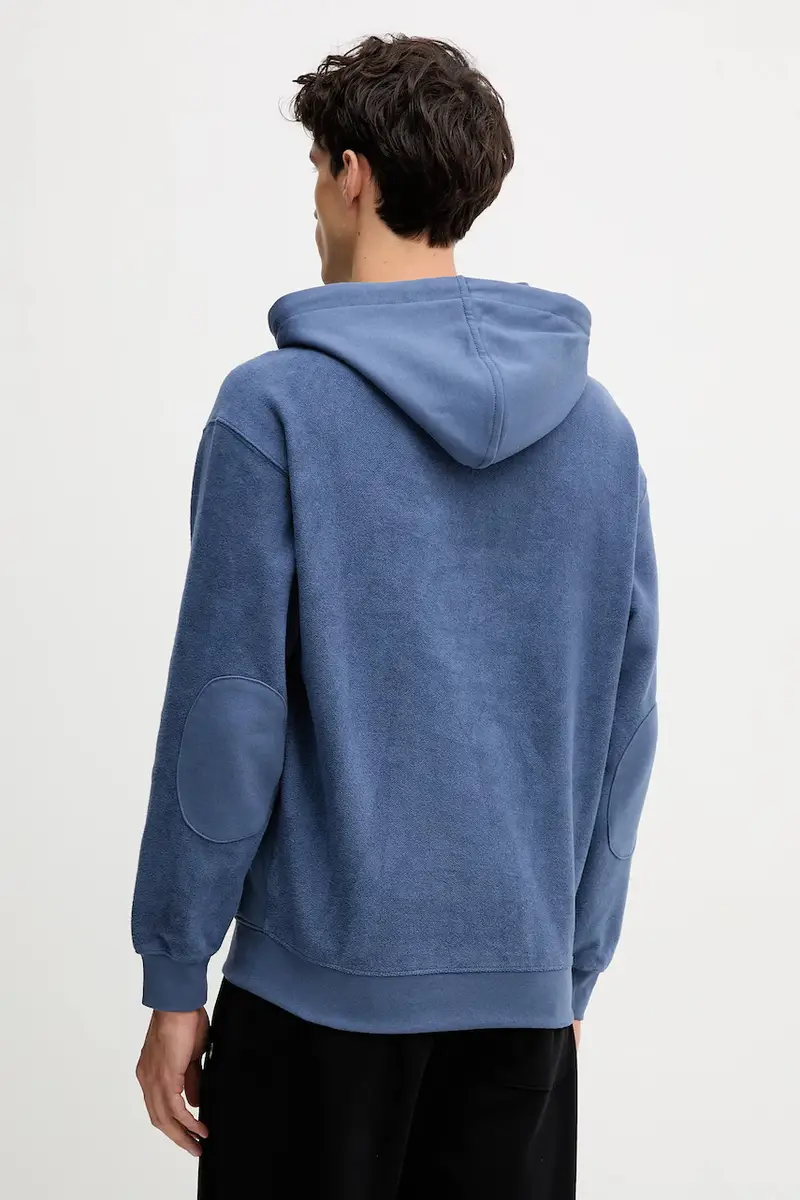 felpa in cotone uomo colore blu con cappuccio 3NMEU201X miniatura 3