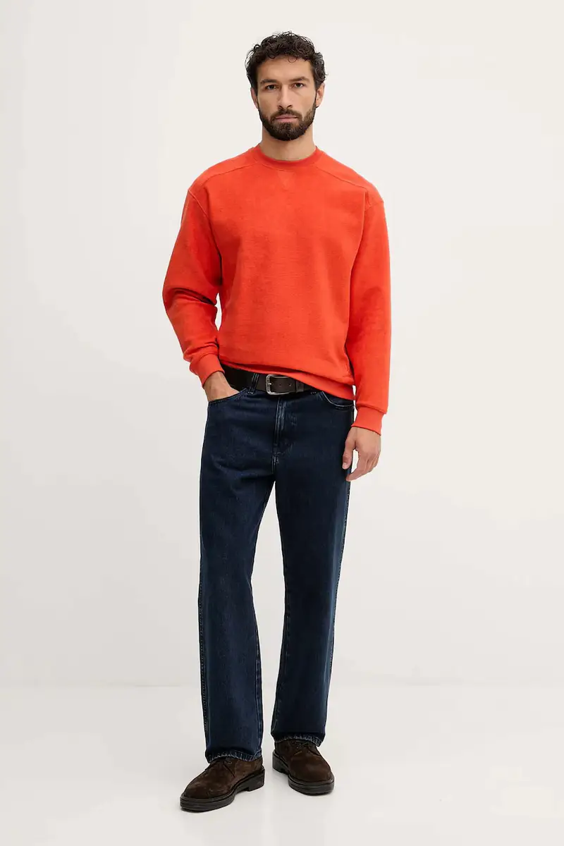 felpa in cotone uomo colore nero 3NMEU109T Arancione miniatura 2