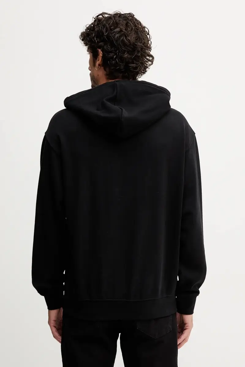 felpa in cotone uomo colore nero con cappuccio 342ZU201K miniatura 3