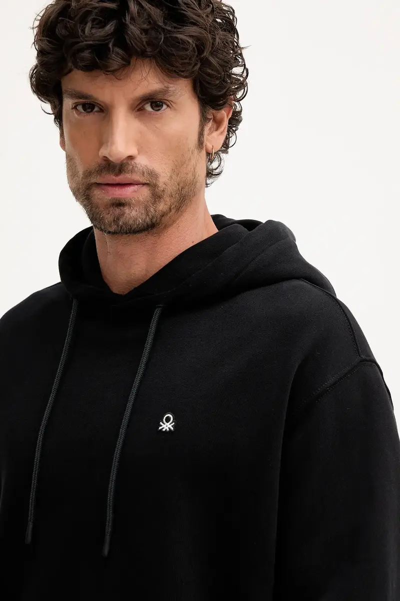 felpa in cotone uomo colore nero con cappuccio 342ZU201K miniatura 4