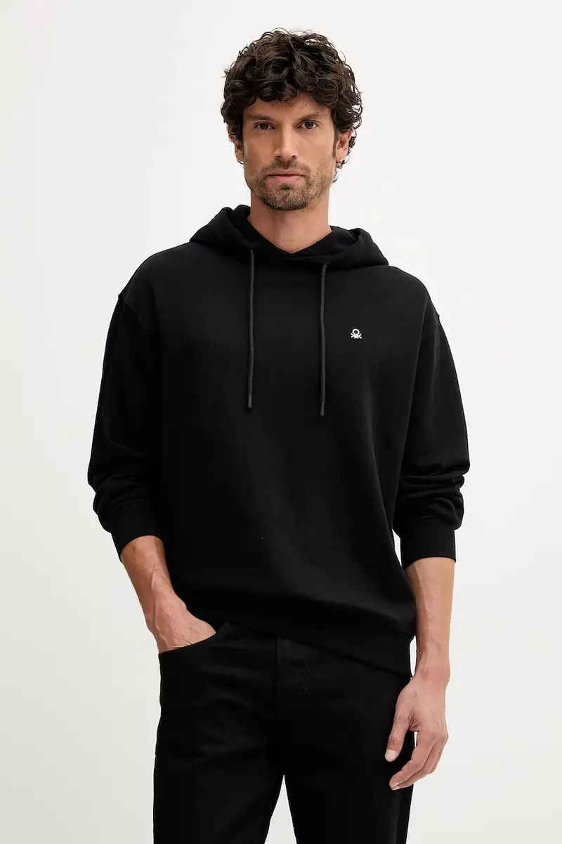 felpa in cotone uomo colore nero con cappuccio 342ZU201K