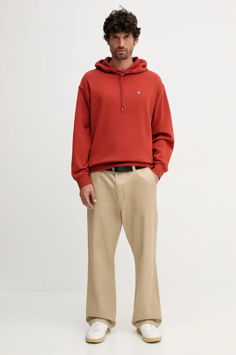 felpa in cotone uomo colore nero con cappuccio 342ZU201K Arancione miniatura 2