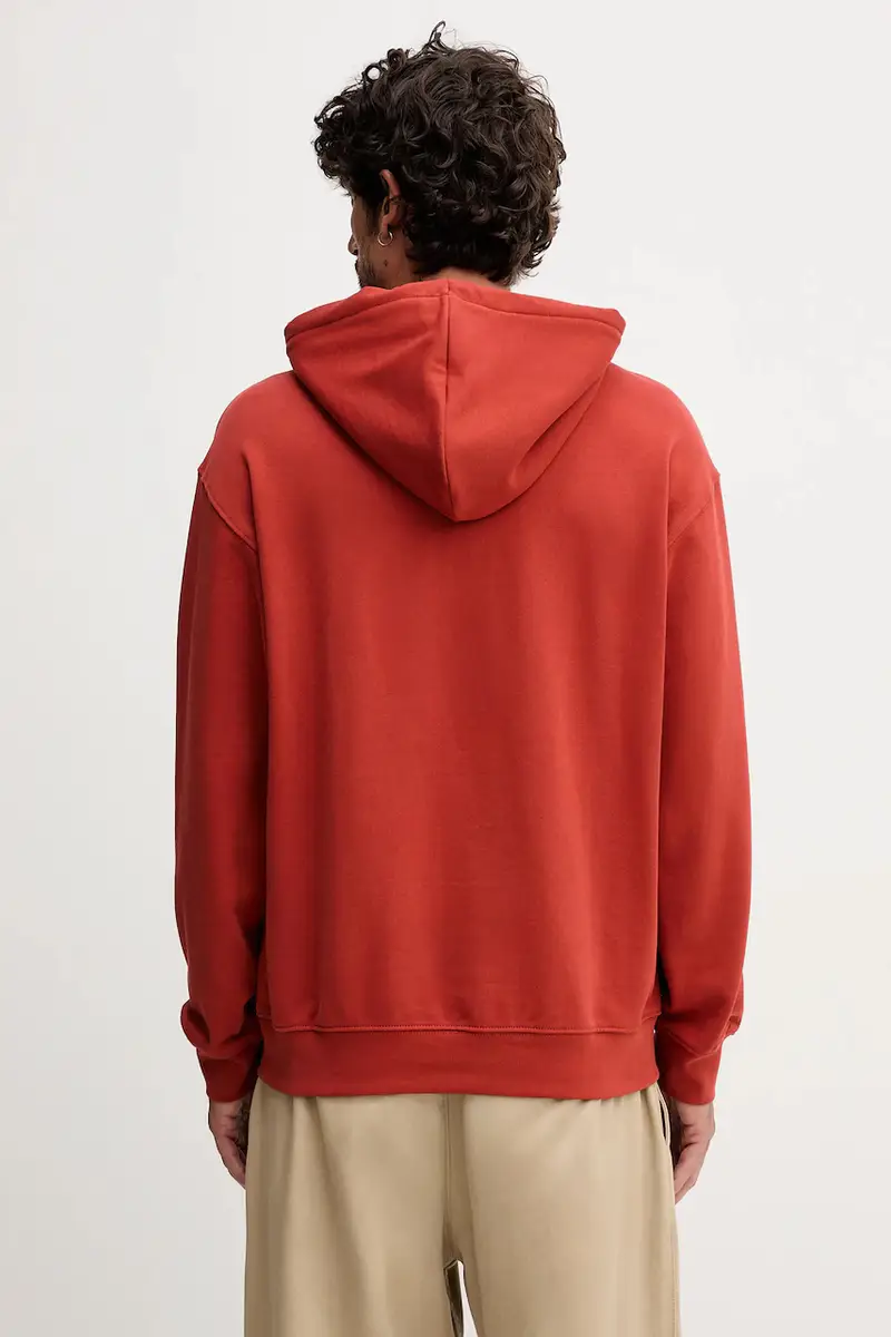 felpa in cotone uomo colore nero con cappuccio 342ZU201K Arancione miniatura 3